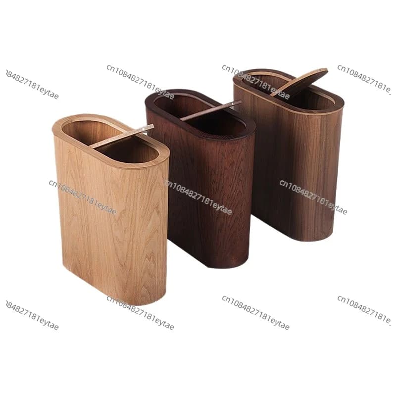 Cestino per Rifiuti in Legno Stile Nordico con Coperchio per Camera da Letto, Hotel di Lusso, Bagno, Creativo e Durevole Portarifiuti ZD133