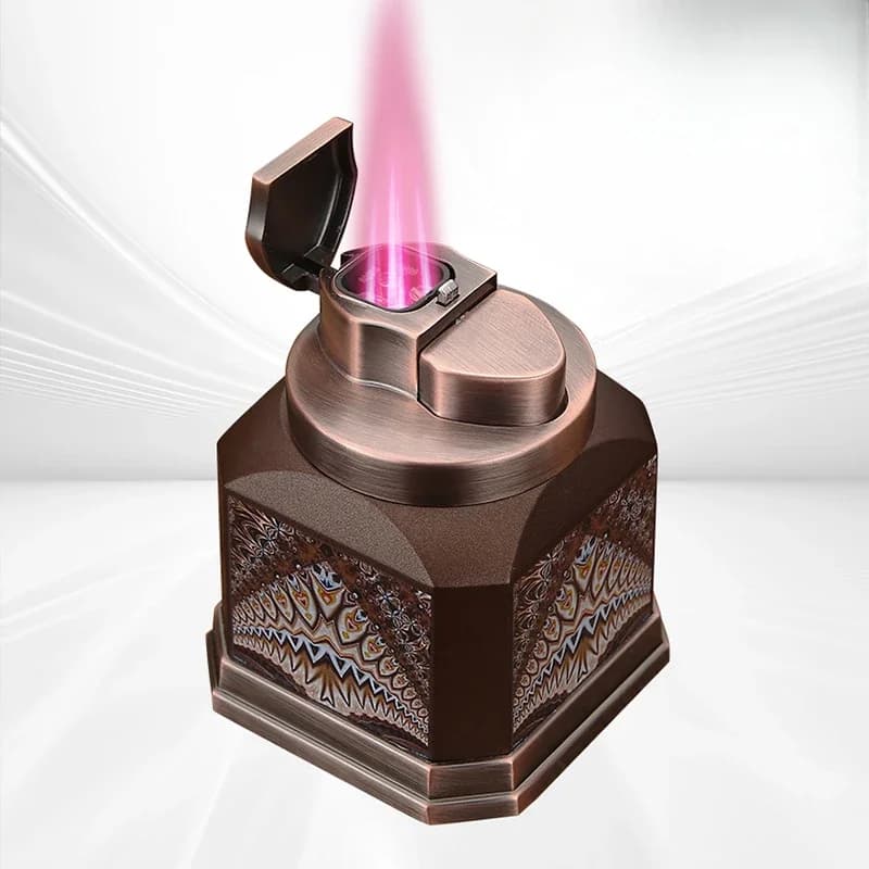 Accendino a Gas Butano HONEST con 4 Getti Dritti, Fiamma Rossa, Accensione con Un Clic, Accendino di Alta Gamma per Sigari