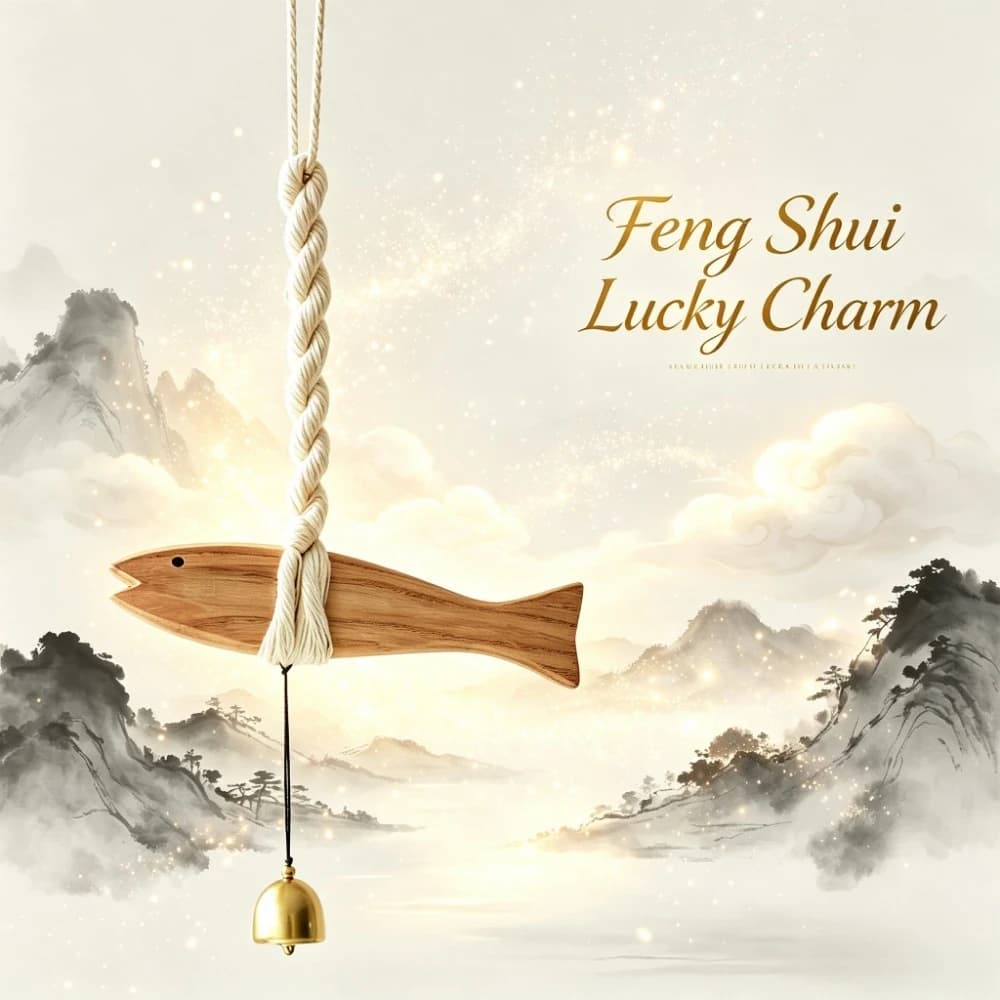 Wooden Fish Wind Chime Door Hanger, Dual Use Entryway & Car Feng Shui Lucky Ornament, Soft Brass Bell Wabi Sabi Home Decor House