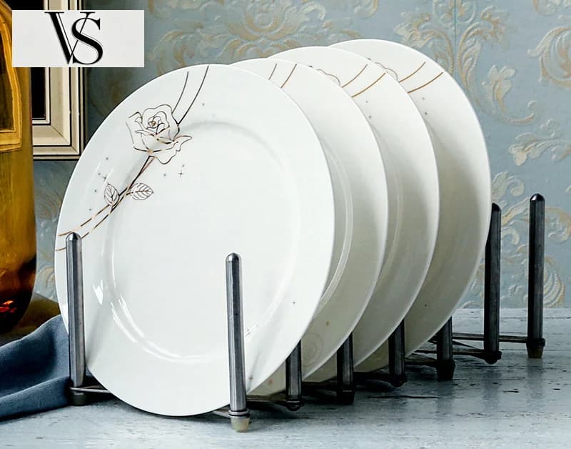 Plates and Sets Gold Rose Designed Wedding Chinese Charger Dish White Ceramic 4pcs Set 8 Bone Inch China Dishes
