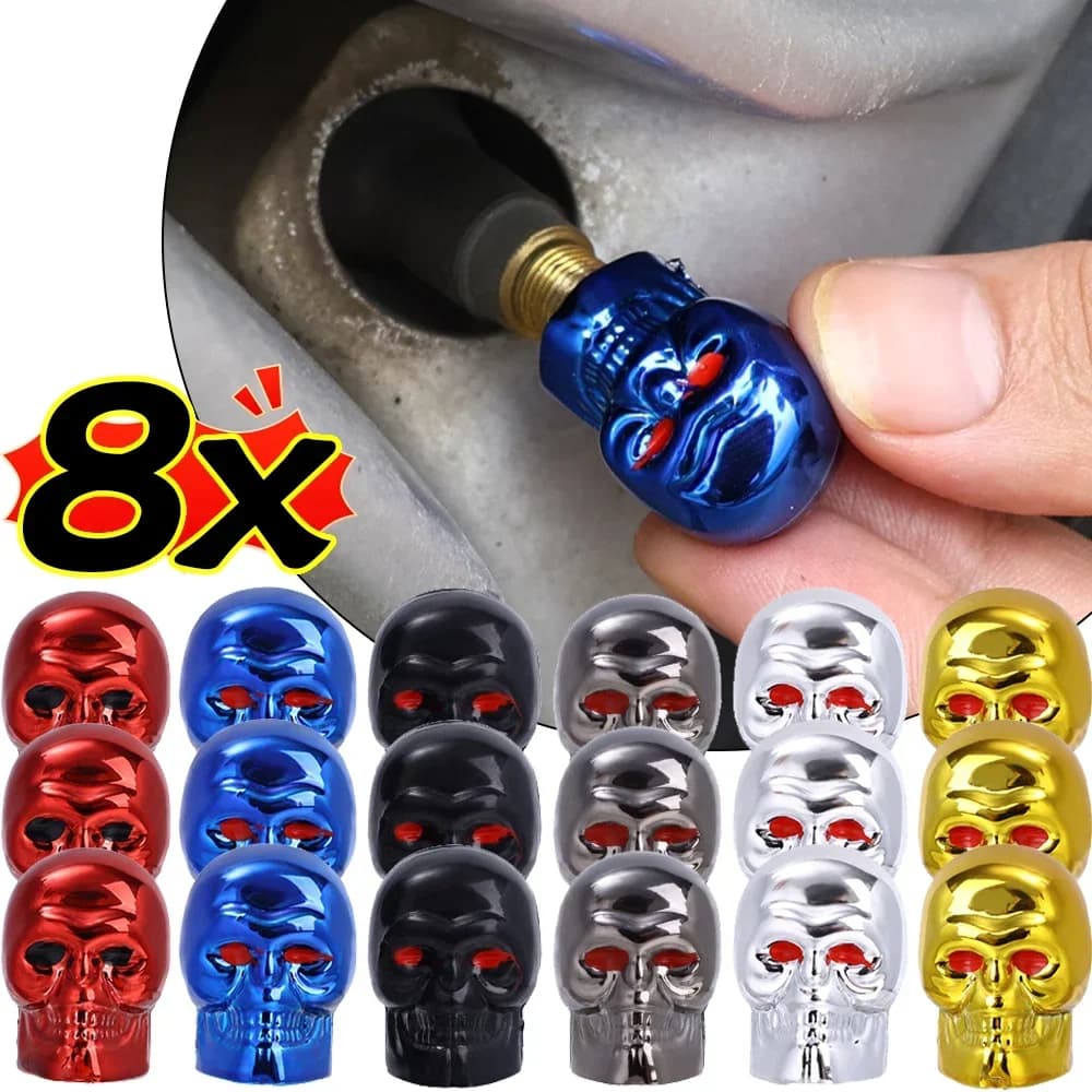 1-8 pezzi universale per auto stile teschio antiruggine nucleo in rame moto bici ruota per auto pneumatici pneumatici tappi stelo valvola accessori esterni