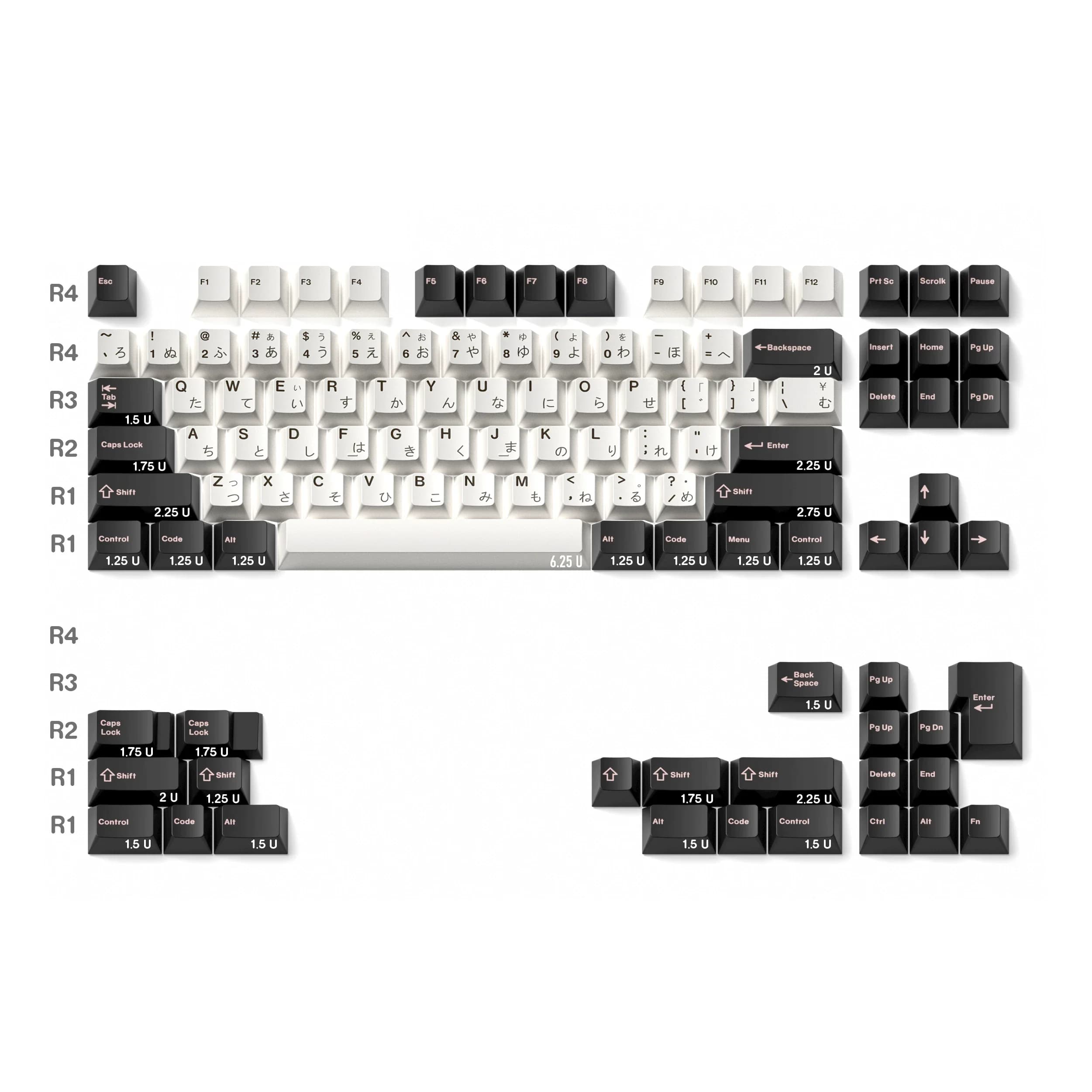 Set di Tasti JKDK Neri, Bianchi e Rosa a Forma di Gatto, Keycaps PBT con Sublimazione, Profilo Cherry per Tastiere Meccaniche 61 64 68 75 84 87