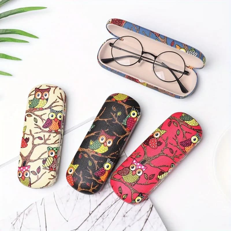 Custodia per occhiali da donna 1PC cartone animato simpatico gufo animale occhiali da sole protezione per riporre scatola per occhiali da lettura portatile in pelle dura