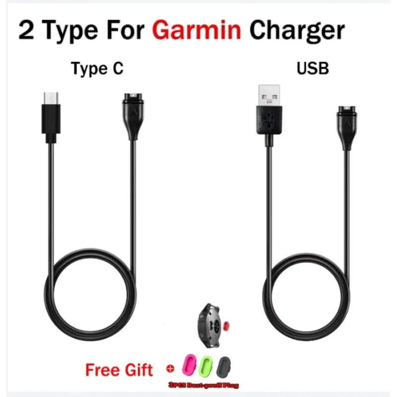 1 Meter Type C USB Charging Cable For Garmin Charger Fenix 8 7 7S 7X 6 6S 6X Vivoactive 3 4 5 4S Venu 2 2S With Dustproof Plug