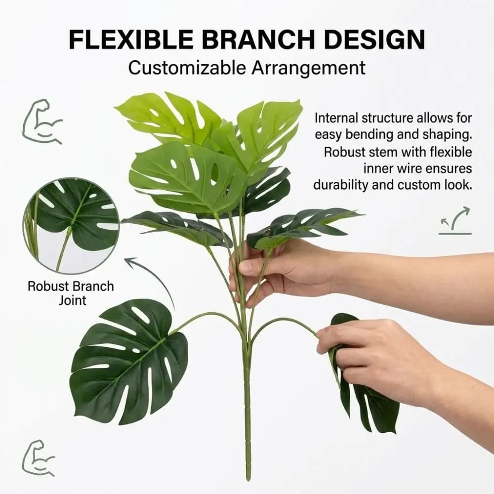 55cm Artificial Plant Green Plastic Material Fake Palm Plant DIY Lifelike Greenery Lifelike Greenery Plants Office Decor