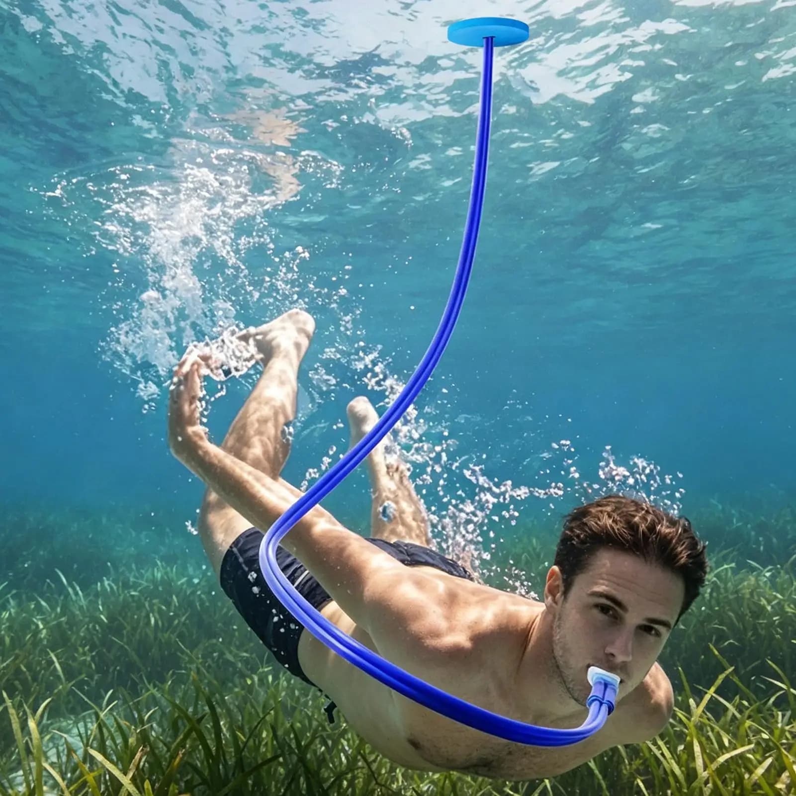 Long Snorkel 177inch Full Dry Portable Diving Respirator Tube Swim Respirator Snorkeling Equipment for Men Women Swimmer Beach