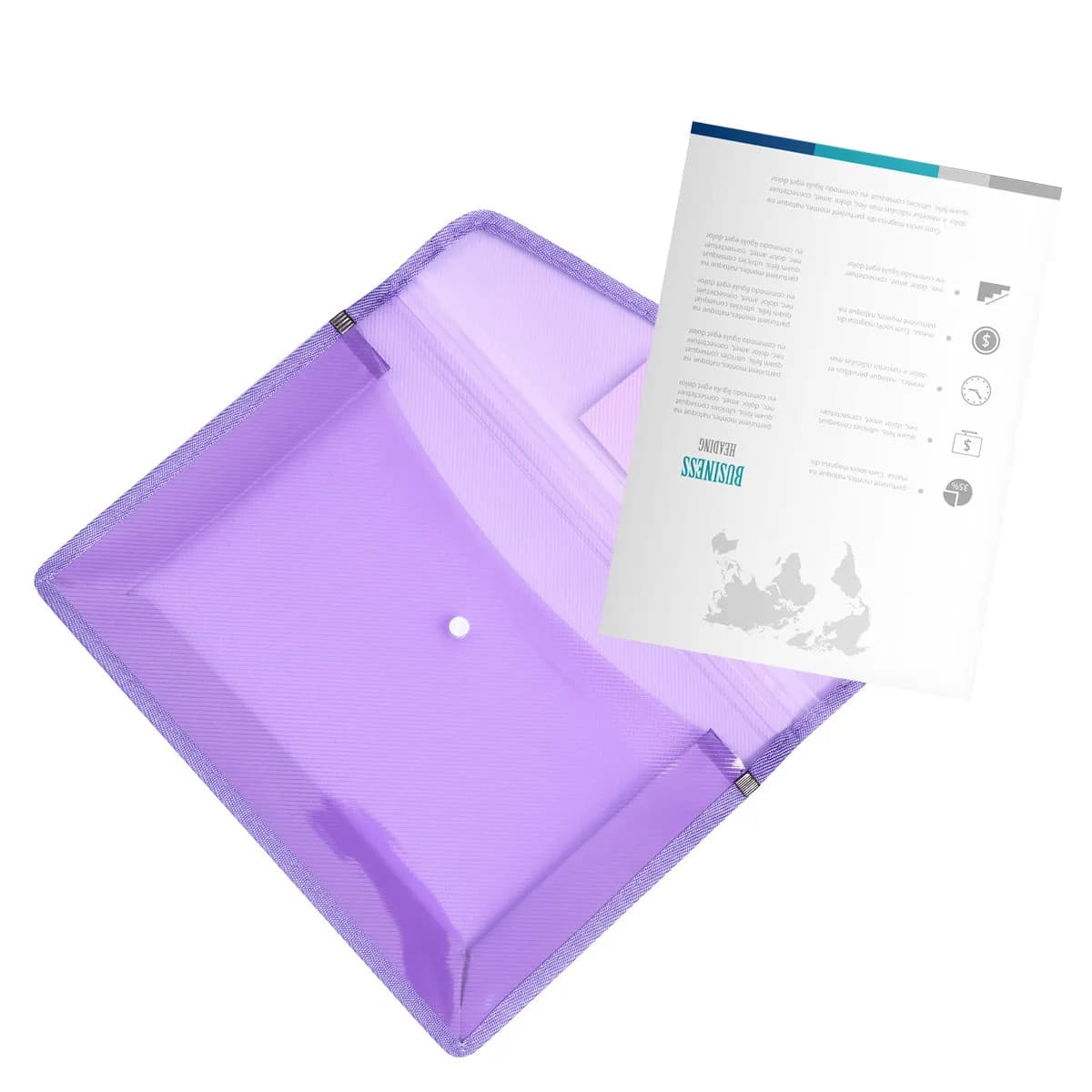 Set di 3 Cartelle Portadocumenti A4 Trasparenti in PVC Premium, Impermeabili e Resistenti all'Olio, con Chiusura a Bottone per Documenti, Libri e Cancelleria