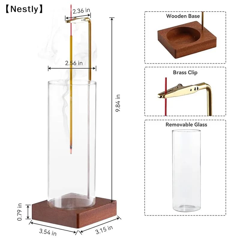 Portaincenso, Portaincenso per bastoncini, Raccoglitore di cenere in vetro rimovibile, Bruciatore di incenso senza disordine, Meditazione, Yoga, Spa〔Nest〕