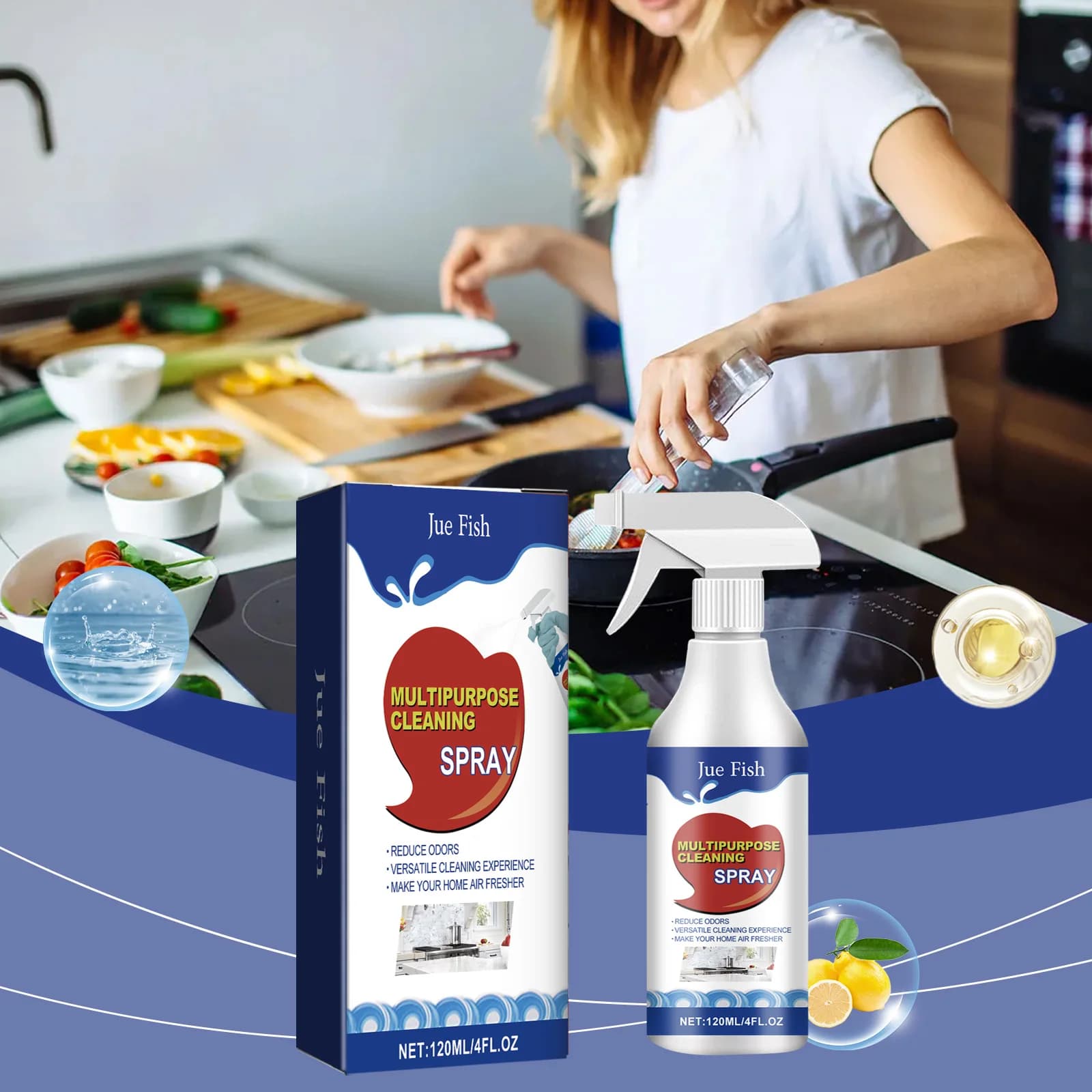 Detergente multiuso per uso pesante Spray Sgrassatore da cucina Smacchiatore per piastrelle Formula concentrata Eco Friendly Superficie Sicura per la casa