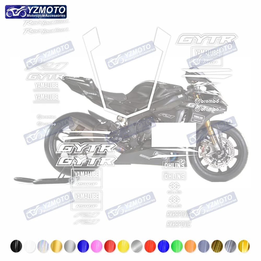 For YAMAHA YZF-R1 YZF R1 GYTR 2015-2019 Motorcycle Parts Fairing Full Vehicle Reflective Waterproof Kit Sticker Decal Decoration