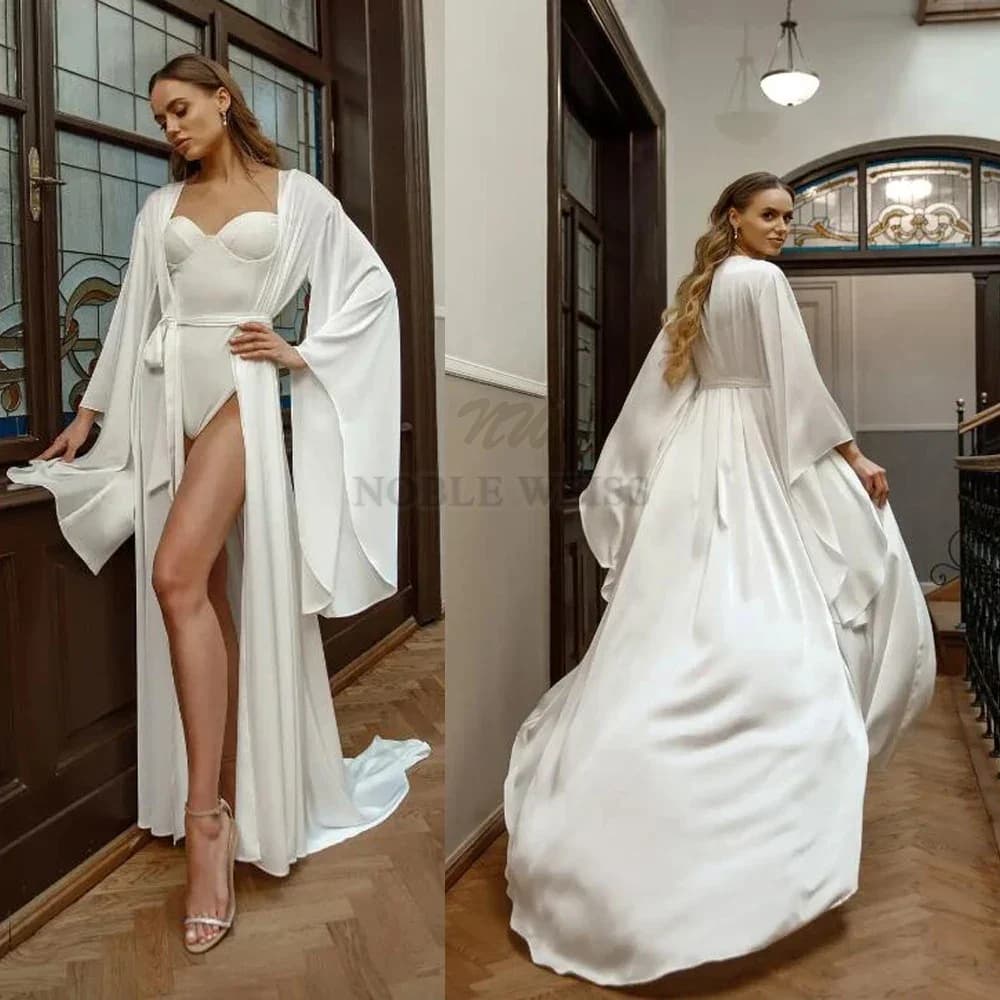 Chiffon Satin Wedding Dress, Party Dress, Lingerie, Women's Dresses, Long Sleeved Jacket