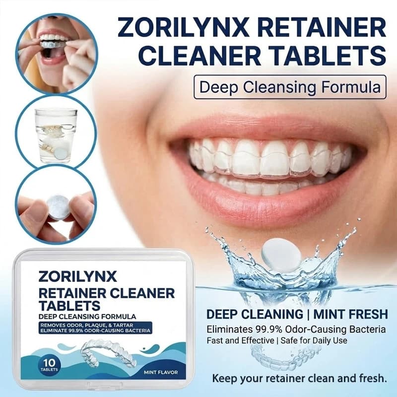 Advanced Retainer Cleaning Tablets Deep Cleansing Solution Removes Odor Plaque and Tartar for Clear Aligners and Dentures