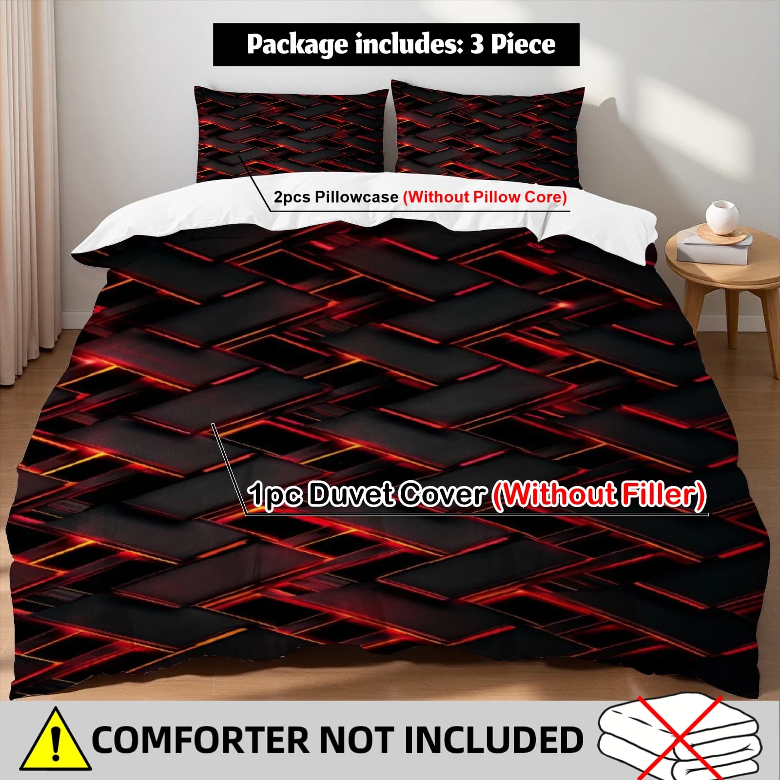 Set di Biancheria da Letto Cyberpunk, Copripiumino con 2 Federe, Design Tecnologico e Artistico, Misure Singolo, Matrimoniale e Queen