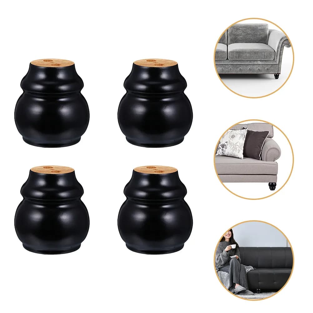 Set di 4 Gambe per Mobili in Legno Naturale Premium, Stile Elegante con Texture Raffinata per Divani, Tavoli, Cassetti, Armadi, Gambe Fai-da-Te per Upgrade