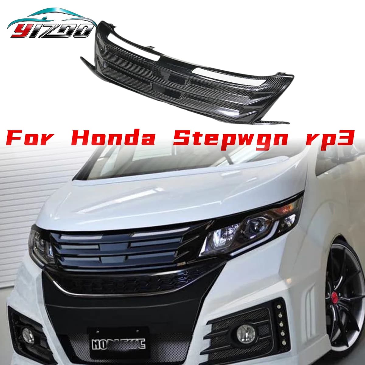 Suitable for Honda Stepwgn RP Real Carbon Fiber Grille Fence Modification Step Ghost Face Mask Upgrade Version
