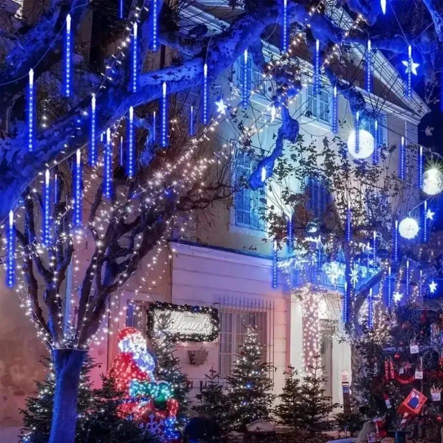 30/50 CENTIMETRI Solare/UE 8 Tubi LED Pioggia di Meteore Luci Impermeabile Goccia di Pioggia Goccia di Pioggia Fata Luce Della Stringa festa Patio Decor
