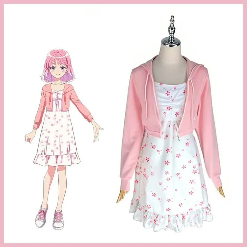 Nuovo Anime Maebashi Streghe Akagi Yuina Costume Cosplay Rosa Giacca con cappuccio Stampa Abito Donna Sexy Kawaii Per il tempo libero quotidiano Suitx;2