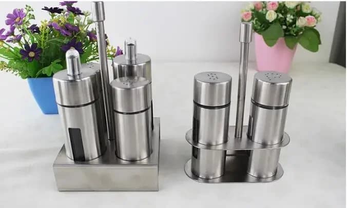 1SET Rodino In Acciaio Inox Sale Pepe Shaker Set Spezie Con Supporto Scatola di Condimenti Cottura Bottiglia di Condimento Utensili Da Cucina JO 1092