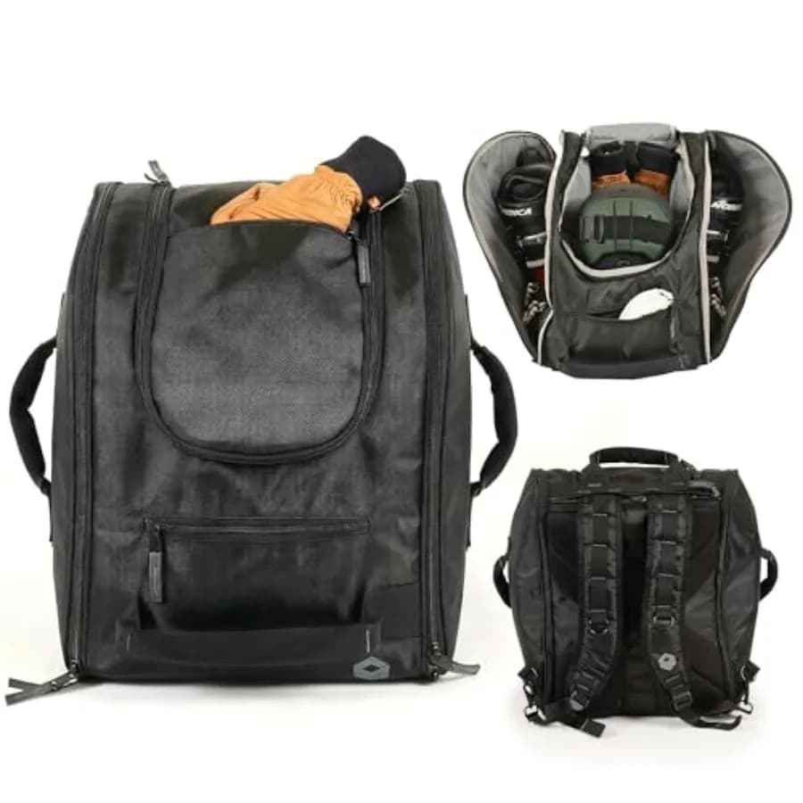 Zaino Portasci e Portascioline Impermeabile con Scomparti per Casco da Sci e Casco da Snowboard, Occhiali da Sci, per Uomo, Snowboard