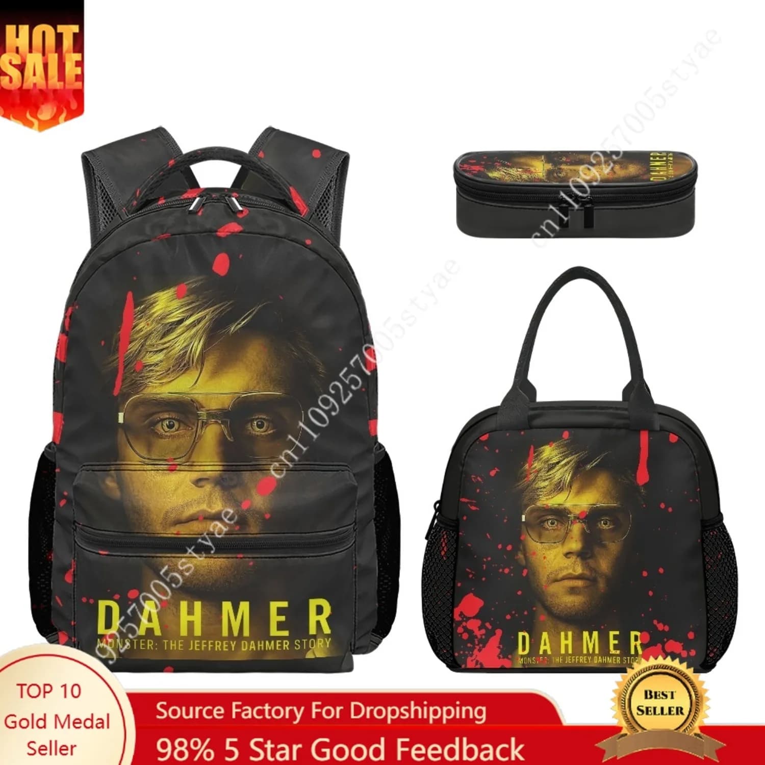 Ogre Dahmer Custom Leisure All-Over Print 3-Piece Backpack Set (Includes Backpack, Lunch Bag, and Pencil Case)