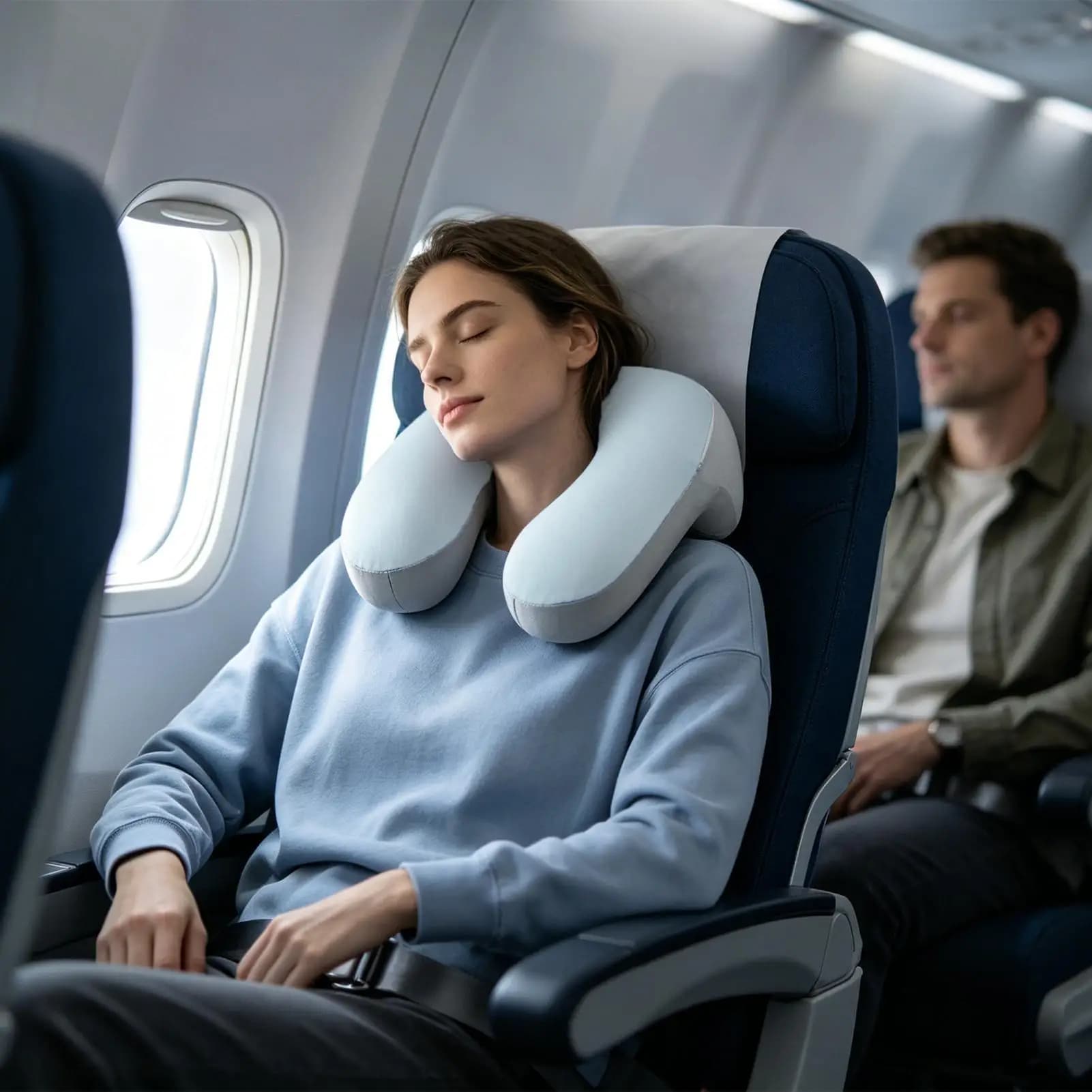 Neck Pillow For Travel Portable U Shape Memory Foam Removable Plane Neck Pillow For Travel Airplane Train Commuting Driving