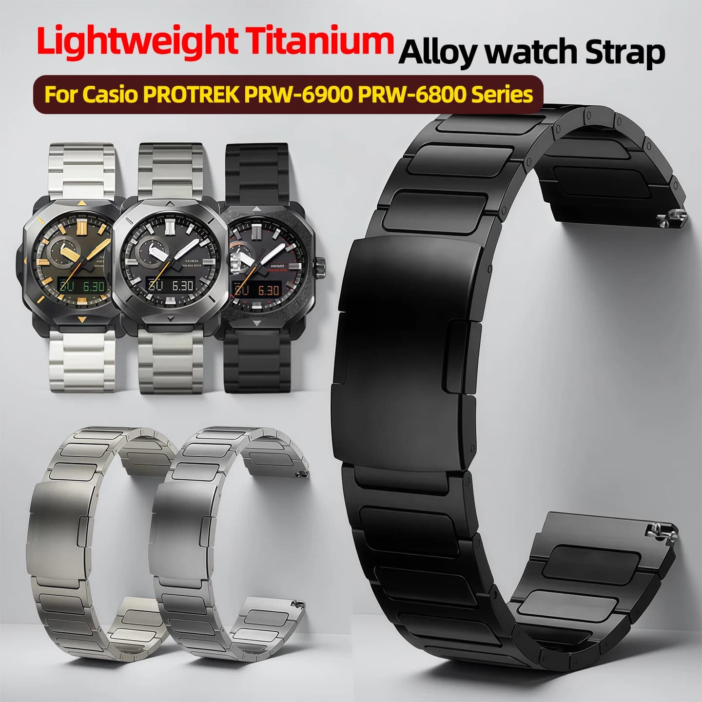 Cinturino leggero in lega di titanio da 23 mm per Casio PROTREK PRW-6900 Serie PRW-6800 Accessori per orologi da uomo modificati