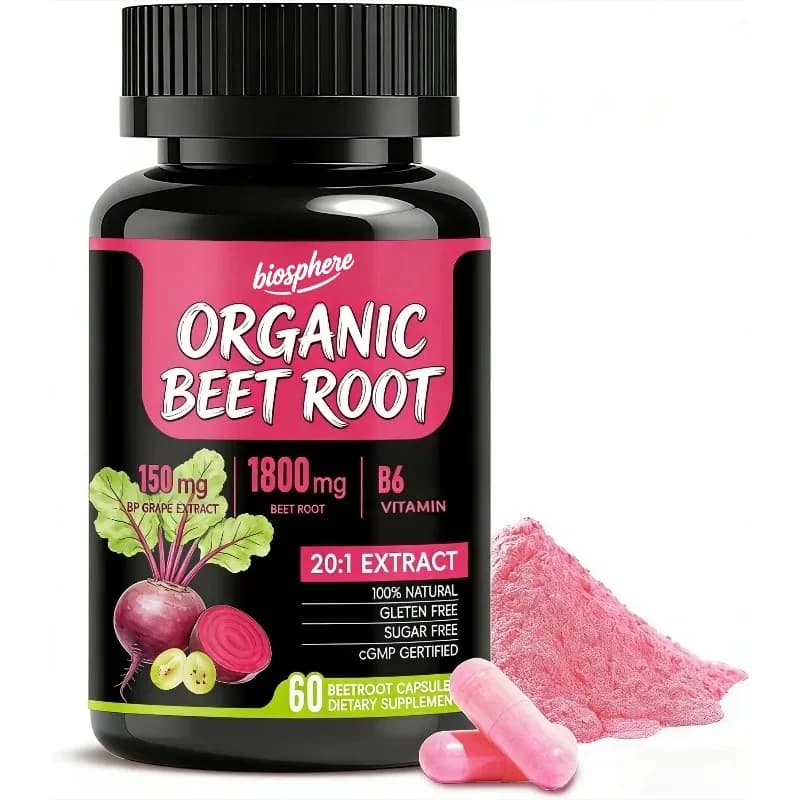 20: 1 organic beetroot capsule, 1800mg beetroot supplement containing vitamin B6