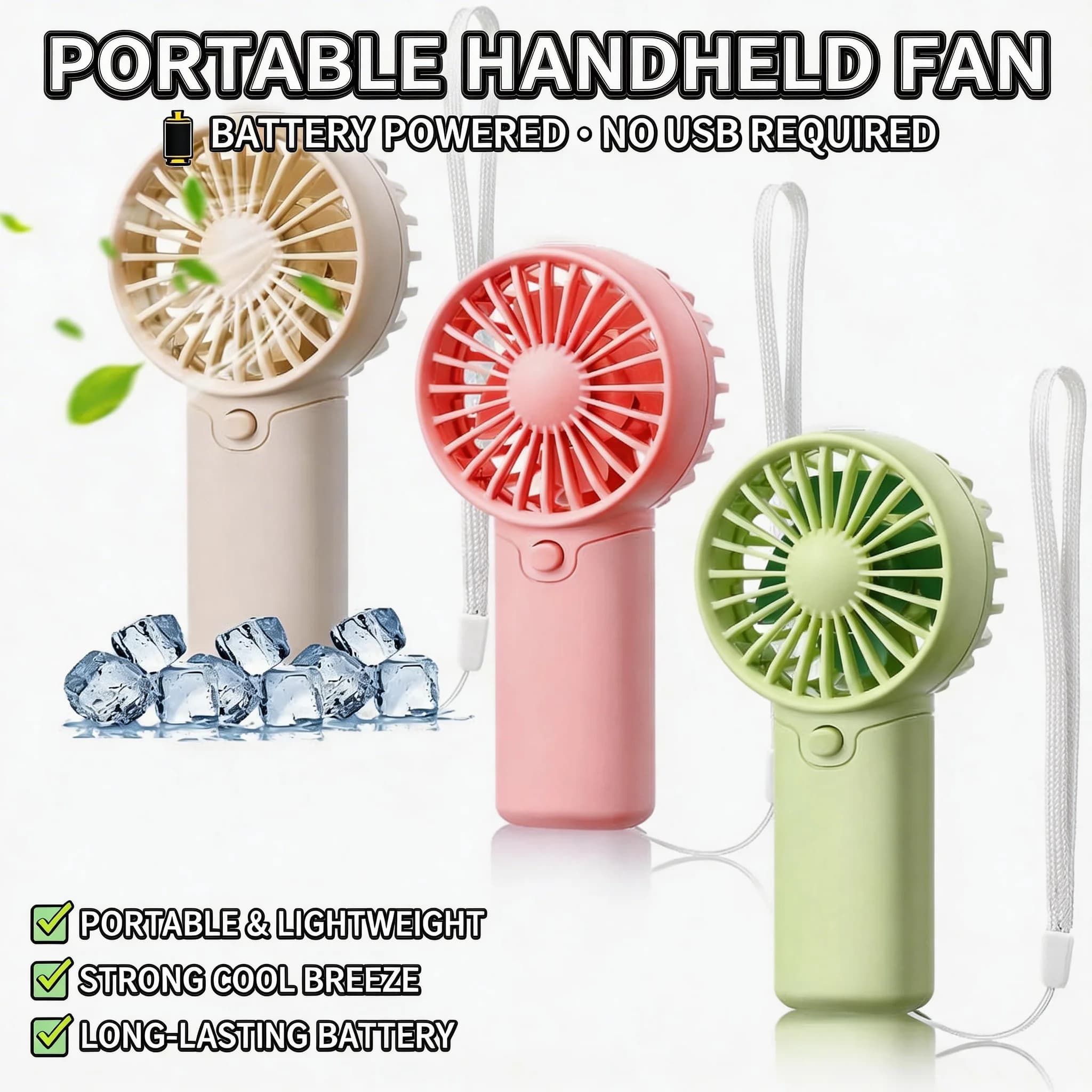 Mini ventilatore portatile, leggero, tascabile, silenzioso, piccolo ventilatore elettrico, ideale come regalo per studenti, per esterni, a batteria, a lunga durata.