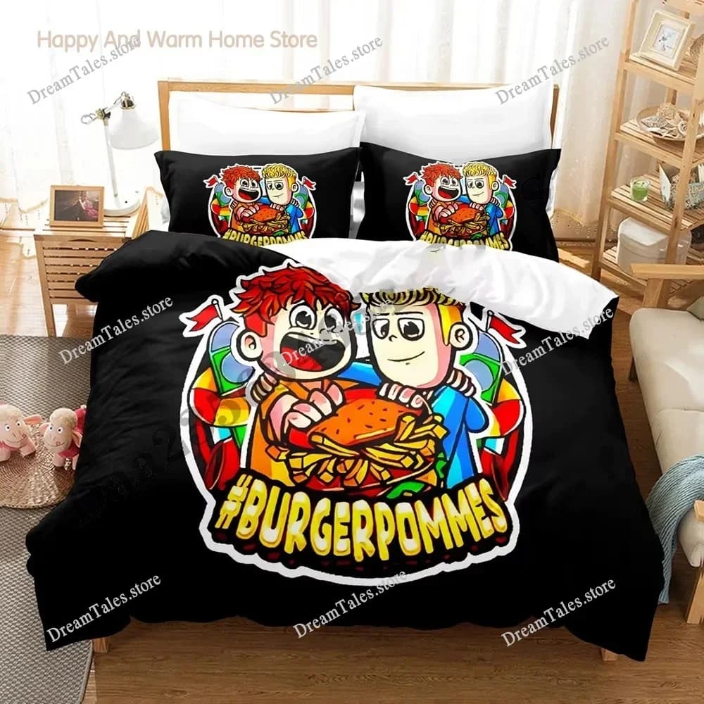 Set di Biancheria da Letto Burgerpommes Icrimax 2025, Misure Singolo, Matrimoniale, Queen, King, Set Copripiumino per Camera da Letto, Set Lenzuola Anime