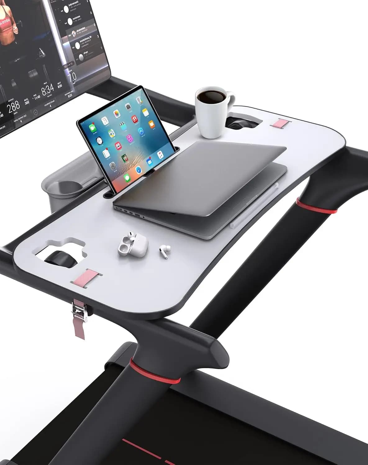 Supporto per Laptop da Scrivania per Tapis Roulant con Porta Tablet e Protezione Bordi, Postazione di Lavoro per Casa e Ufficio