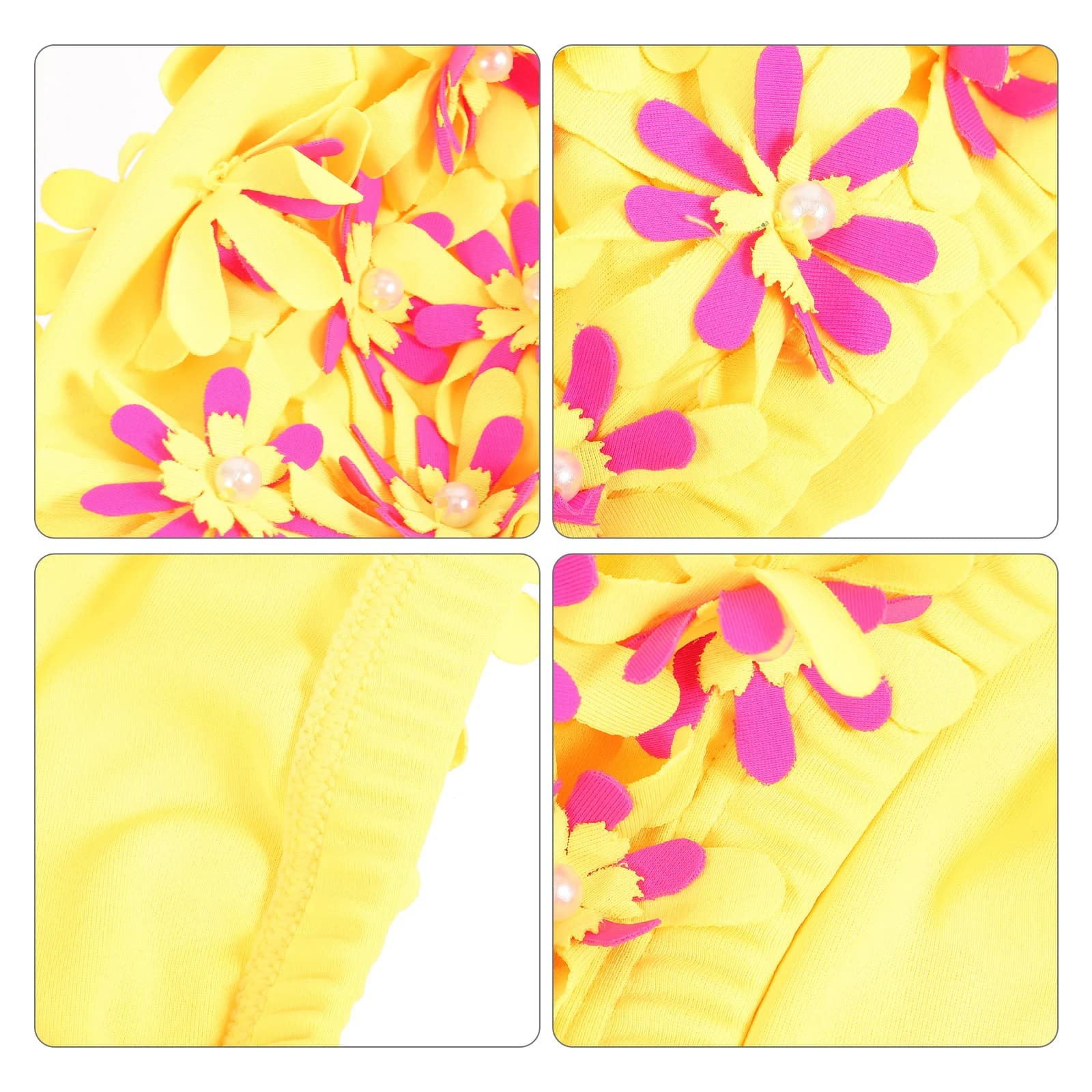 Floral swim cap for woman, elastic, waterproof, brocade, for long hair, for swimming pool, beach, summer water sports