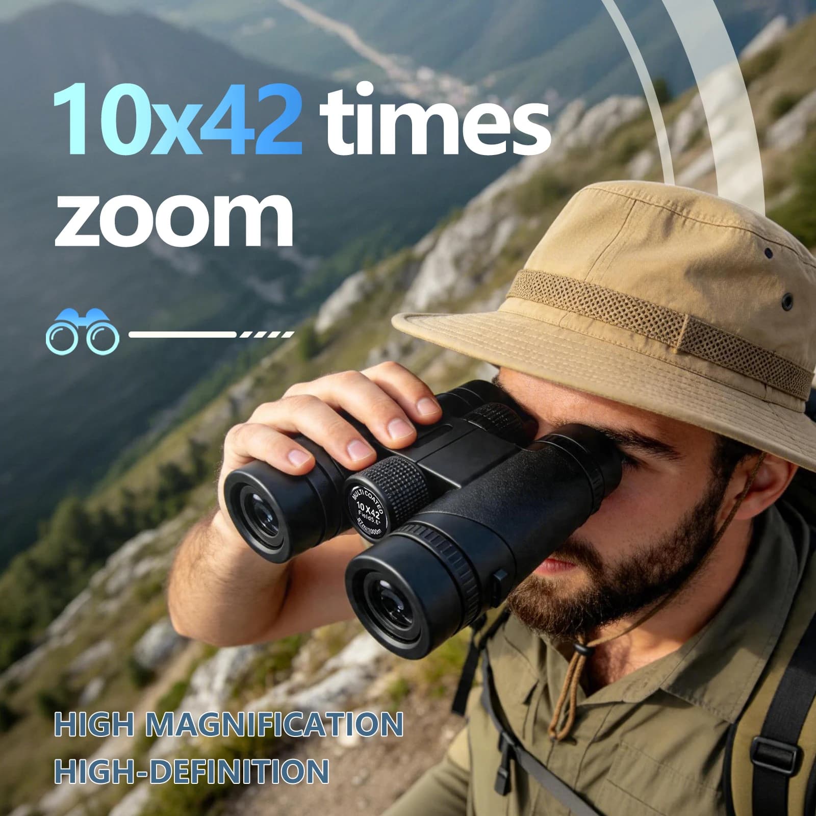 10X42 Binoculars HD Bird Watching Telescope Powerful Waterproof For Camping Outdoor Travel Adventures