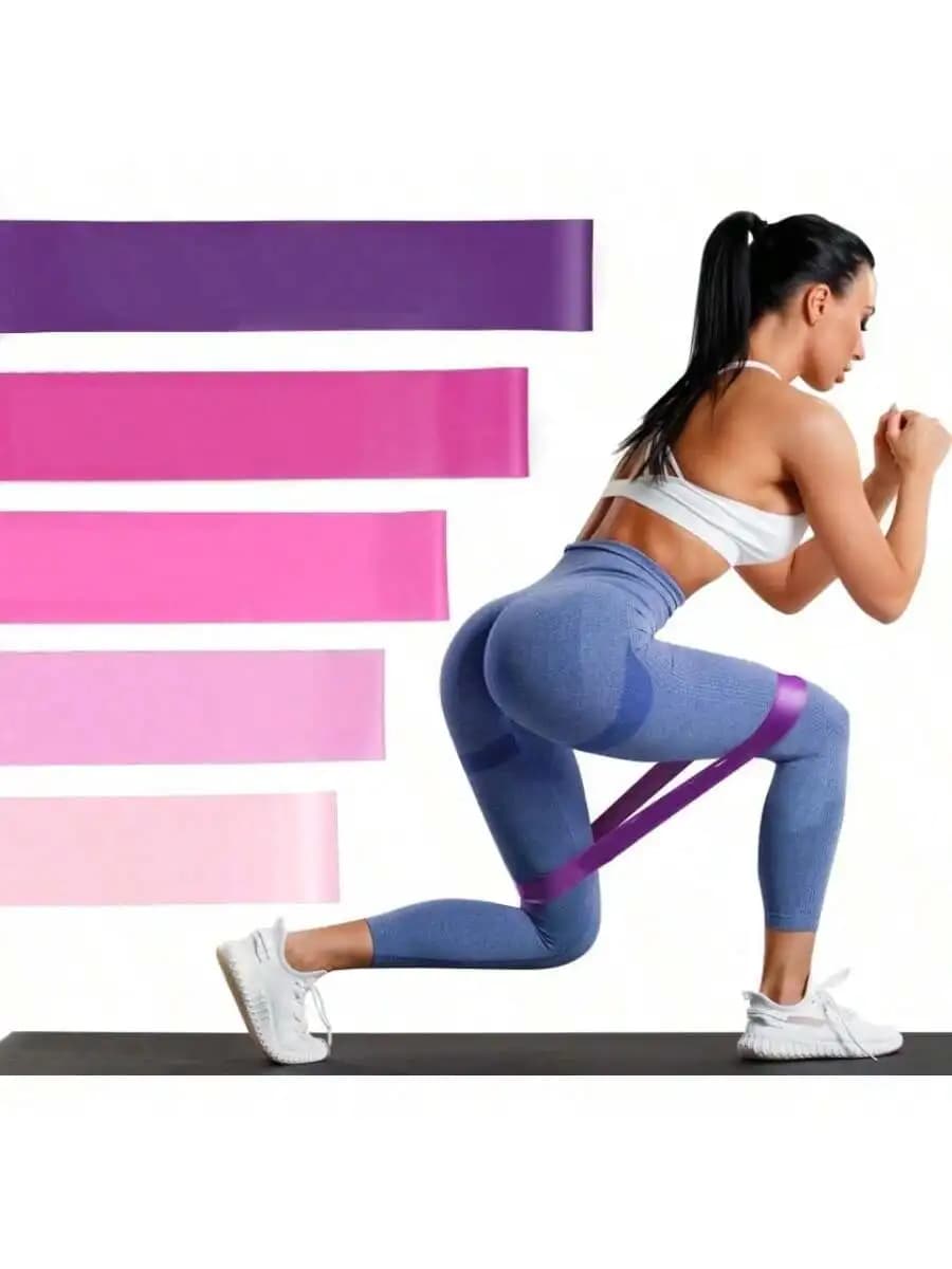 Set of 5 bands of pink resistance, exercise bands for buttocks and legs, elastic fitness ring for home gym