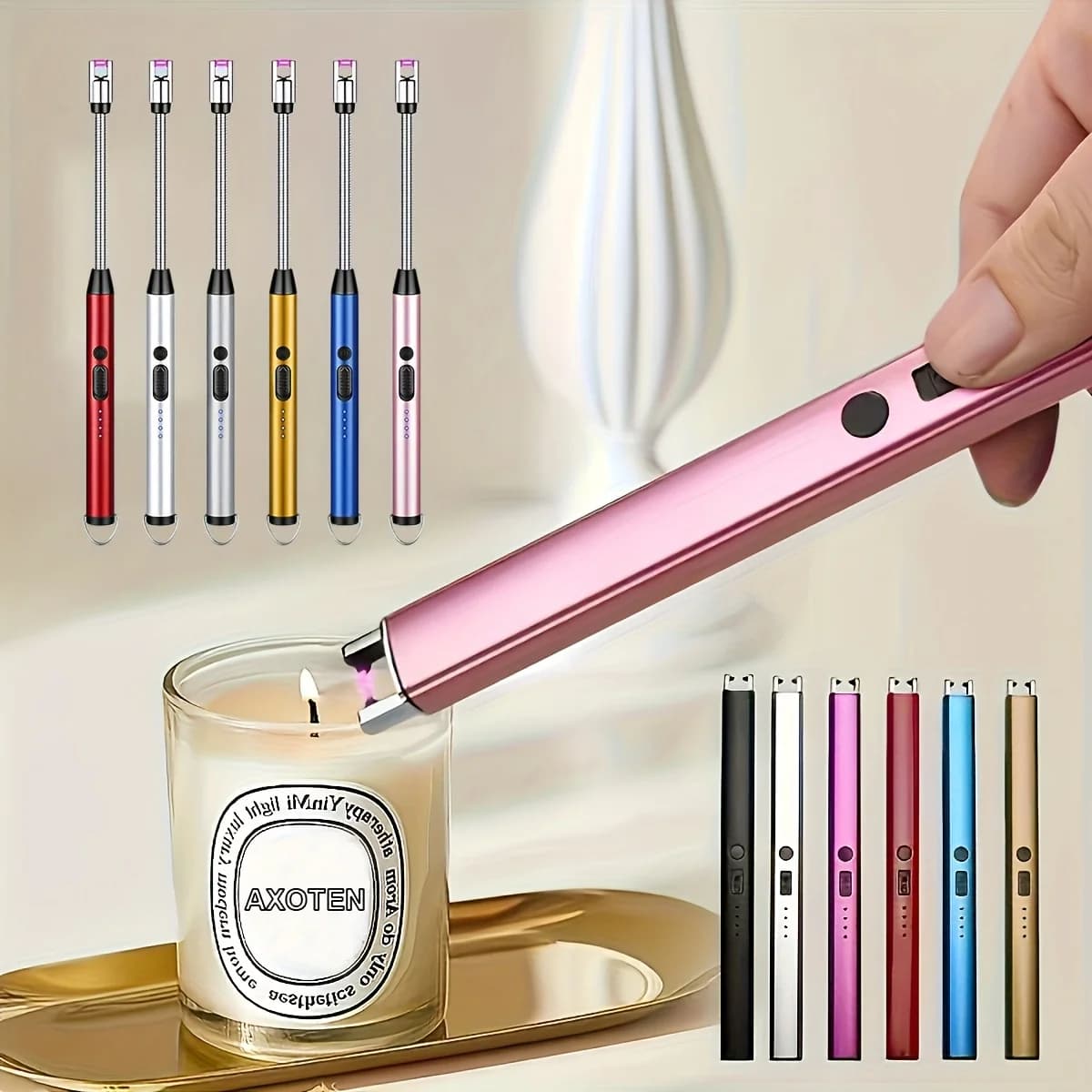 Accendino Elettrico Antivento Senza Fiamma, Ricarica Intelligente a Impulsi, Adatto per Accendere Candele, Barbecue, Campeggio e Uso Domestico