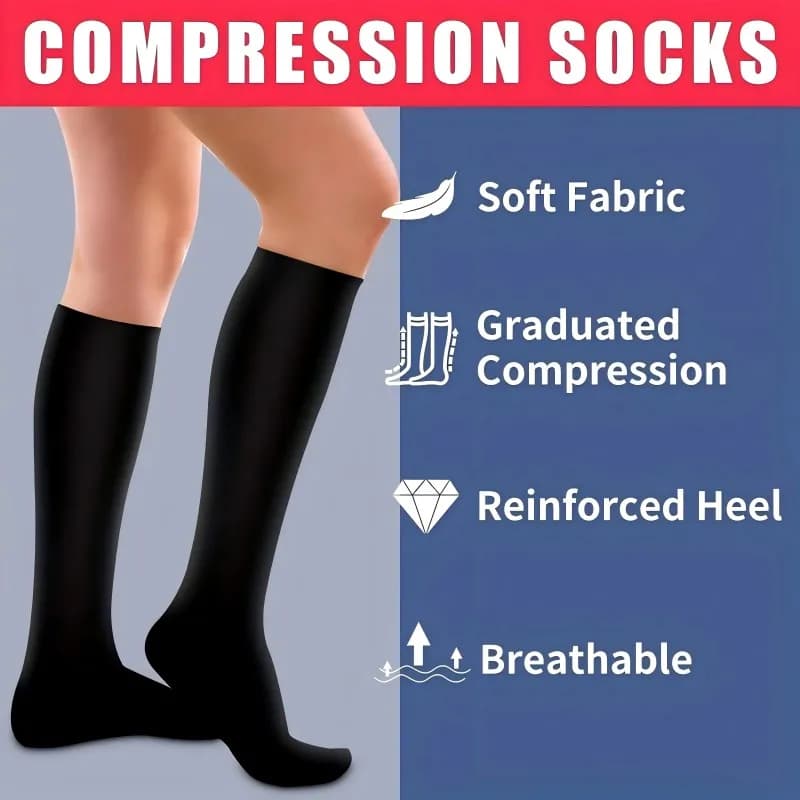 2 pairs of men's compression stockings, compression stockings to promote blood circulation, slimming compression stockings, comfortable anti-fatigue stockings