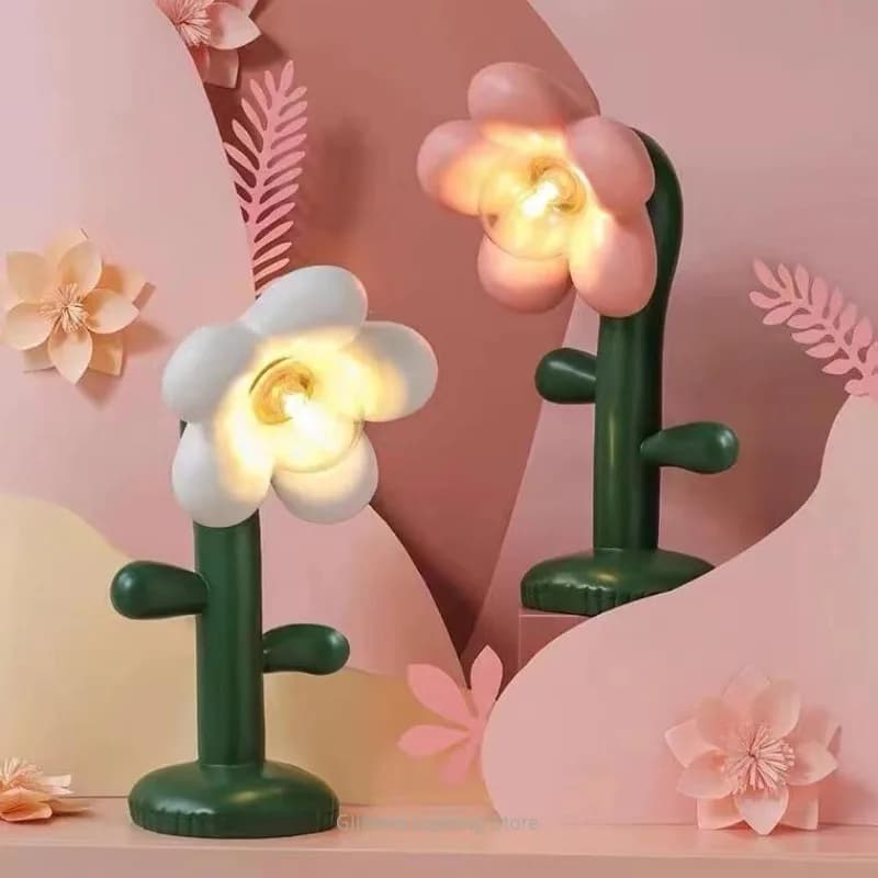 Lampada da tavolo floreale creativa, stile arredamento ambientale, resina e metallo, per ufficio, camera da letto, soggiorno, camera dei bambini, luce regalo decorativa
