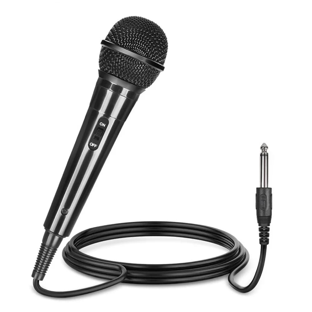 Microfono wireless portatile Microfono vocale dinamico con jack da 6,35 piedi Cavo da 6,56 piedi e interruttore ON/OFF Ideale per altoparlanti Mixer amplificatore karaoke