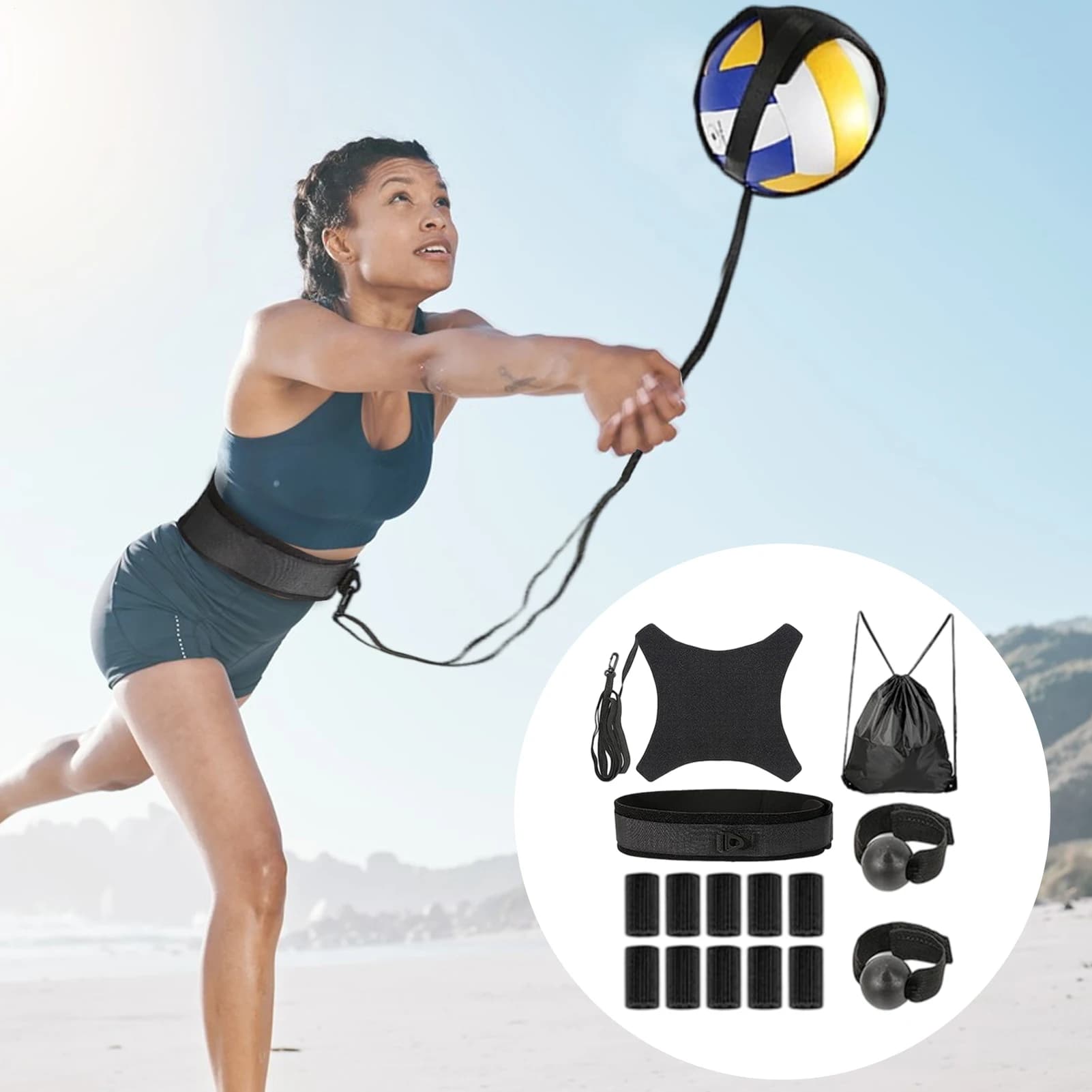 Volleyball Pass Trainer Solo Ball Sports Spiking Trainer Volleyball Training Equipment for beginners and advanced players