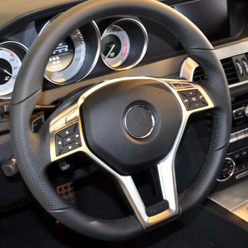 AB61-Car Volante Telaio Trim Copertura Per Mercedes Benz ACE GLA CLA CLS Classe W176 W204 W212 X156 C117 Argento