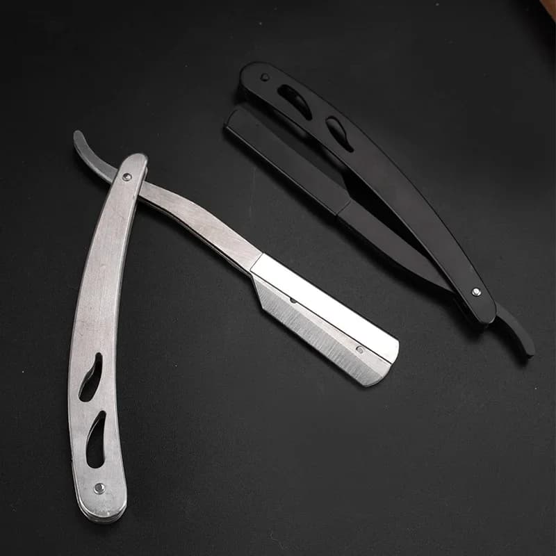 1pc Straight Satin Stainless Steel Edge Sharpened Barbiere Professional Razor Manual Bearing Barba Cutter Shaving Tools For Men