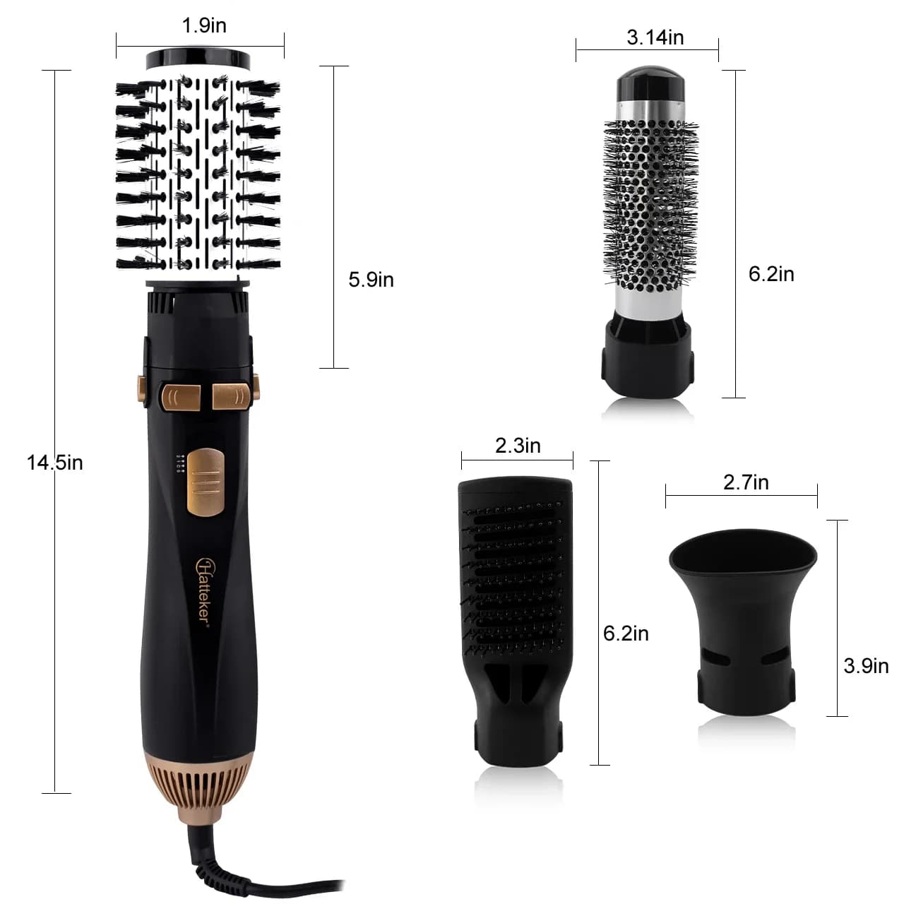 Multifunctional hair dryer 4 in 1, iron curling hair, brush to smooth the hair, hair styling tool, features 360 ° Automatic rotation