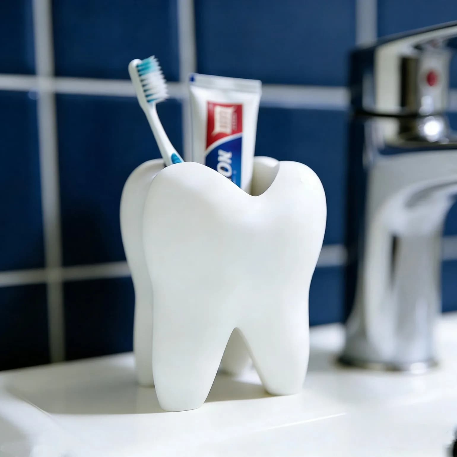 Supporto per organizer a forma di dente stampato in 3D per spazzolino da denti, penna per trucco, bagno, decorazione per il desktop, ripiani unici per la decorazione della casa