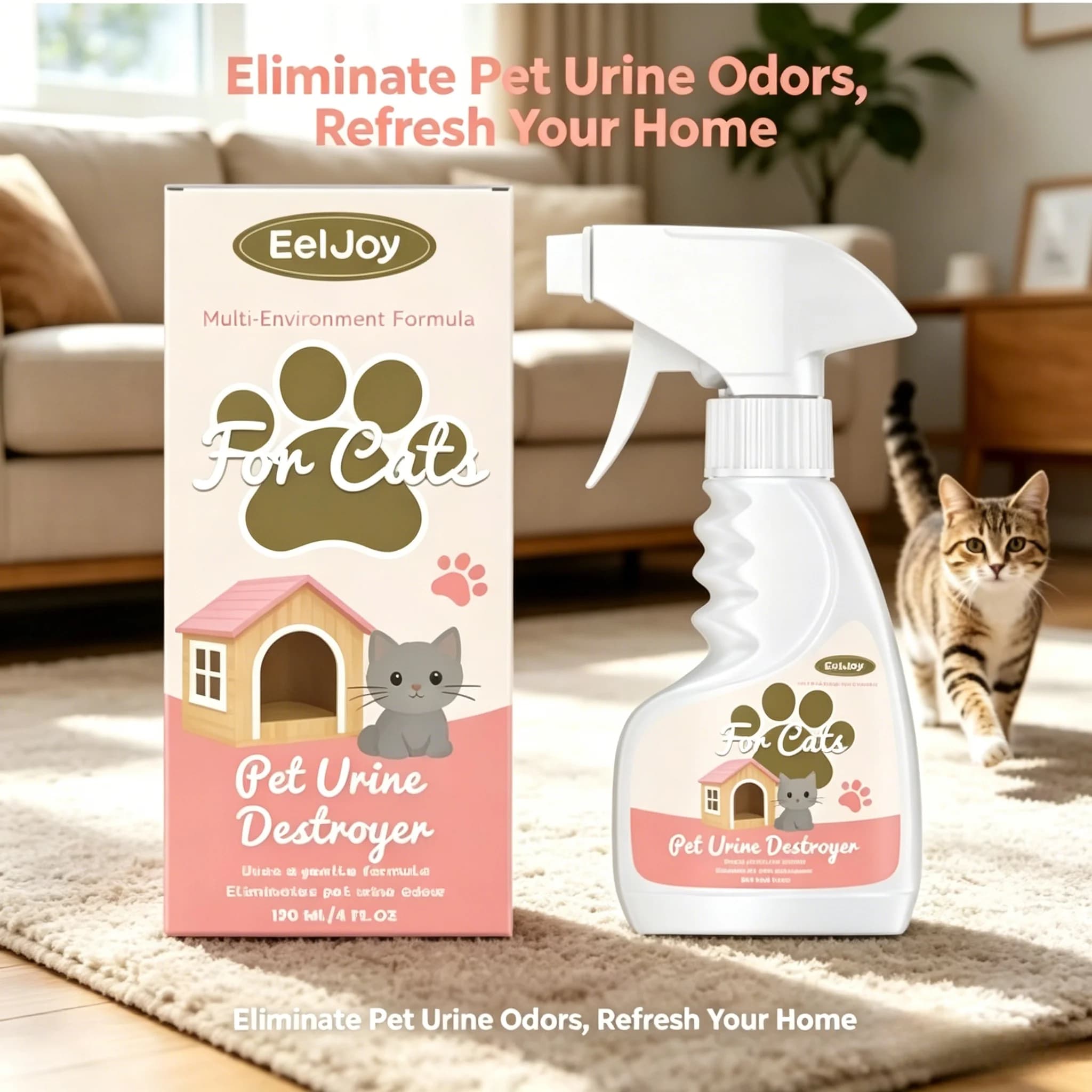 Pet Urine Destroyer Spray Stain Remove Fresh Mild Multi Surface Clean Carpet Litter Box Sofa Cat Dog Urine Odor Eliminate Spray
