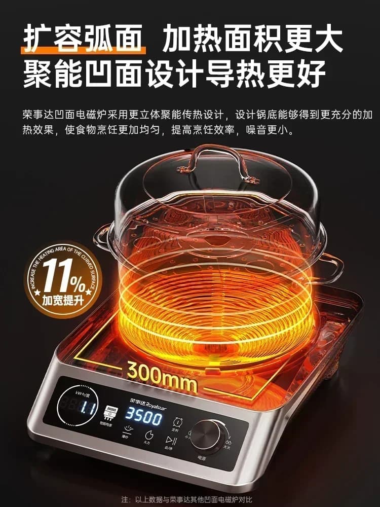 Commercial induction cooker. Concave flat plate. 3500W high power. Household. Electric frying pan and induction cooker.
