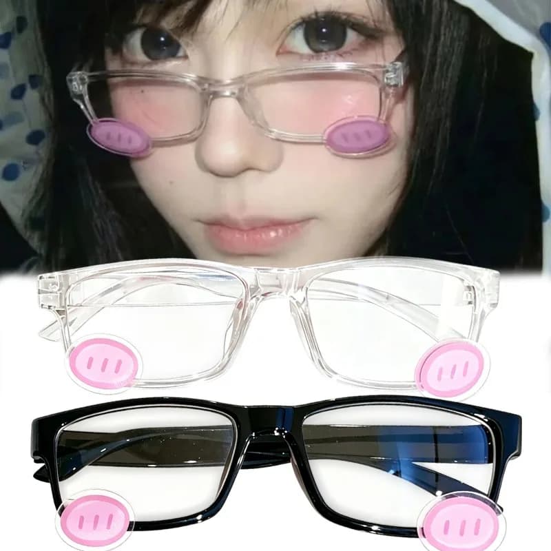 Occhiali Carini Stile Anime con Lenti Trasparenti, Accessorio per Cosplay e Foto, Montatura Leggera, Occhiali Finti Kawaii per Donne e Ragazze, Idea Regalo
