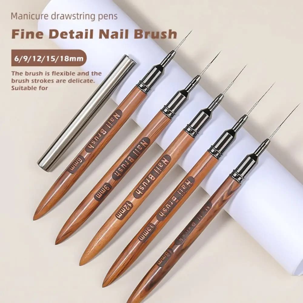 Nuovo Pennello per Nail Art da 6/9/12/15/18mm con Manico in Legno di Sandalo, Pennello Professionale per Disegno Linee e Pittura Unghie