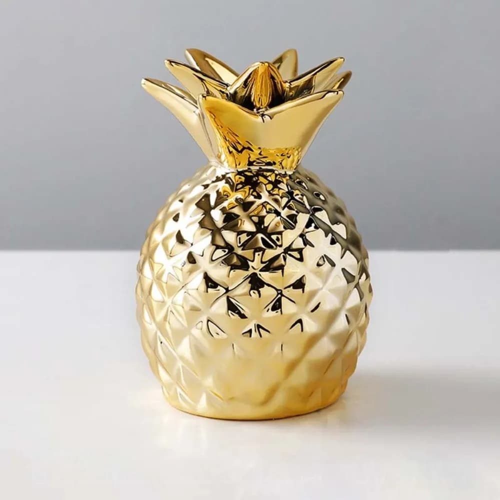 Ceramica Ceramica Ananas Salvadanaio Doratura Fagioli d'oro Contenitore Risparmio di denaro Serbatoio Ornamenti per la casa Decorazione da scrivania Barattolo di soldi