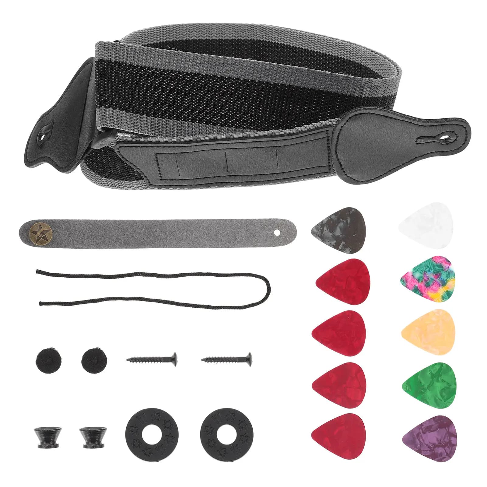 Set di Tracolla per Chitarra Regolabile e Resistente all'Usura, Cinghia Antimacchia con Accessori e Plettri, Ricambio per Chitarra Folk
