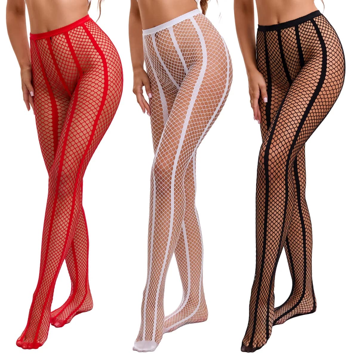 New fun black stockings fishing net holes small mesh two lines sexy hollow see-through panties leggings