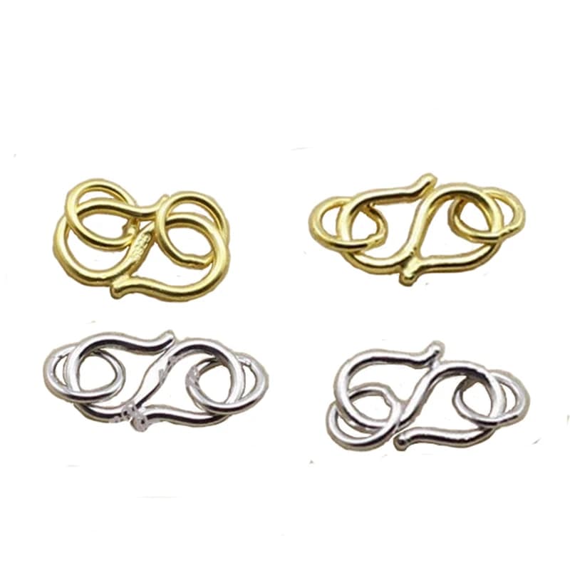 10 Pieces Silver 925 Clasps, Hooks for Bracelets, S Rings, Jewels and Crafts Parts